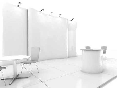 Blank creative exhibition stand design with color shapes. Booth template. 3.. Stock Illustration