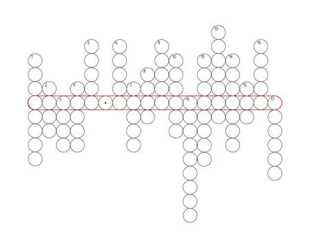 Blank crossword puzzle grid, empty template circles to fill in for riddle, ed Illustrazione stock