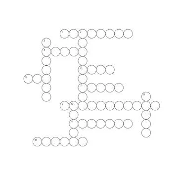 Blank crossword puzzle grid, empty template circles to fill in for riddle Stock Illustration