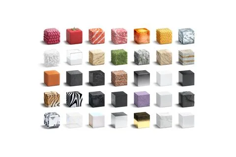 Blank cube different surface mock up set, isolated 스톡 일러스트