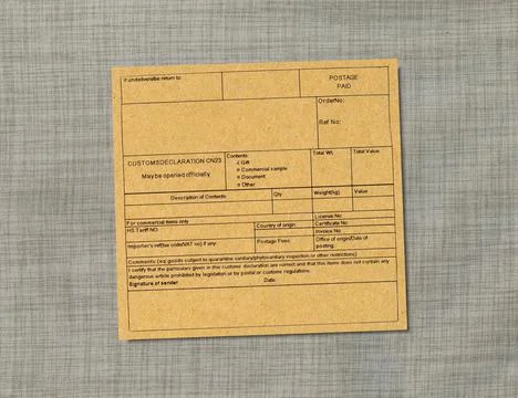 Blank customs declaration label Stock Photos
