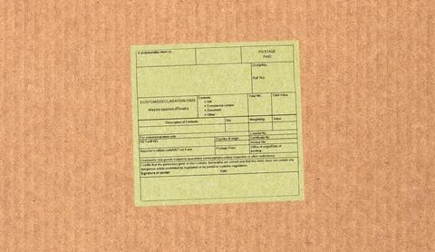 Blank customs declaration label Stock Photos