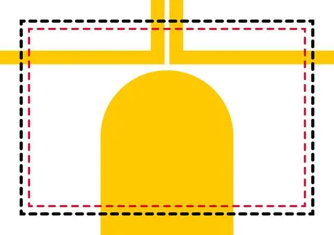 Blank Dashed Border Frame With Pink and Black Lines On Yellow Background, D.. Stock Illustration