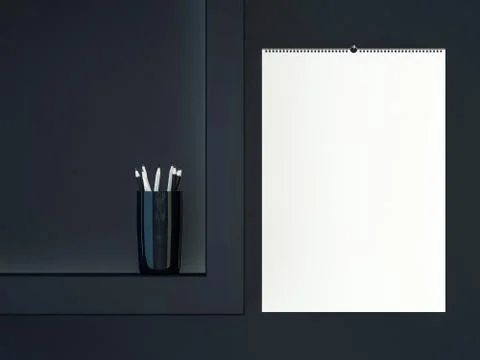 Blank design calendar template with open cover with soft shadows. 3D renderin Illustrazione stock