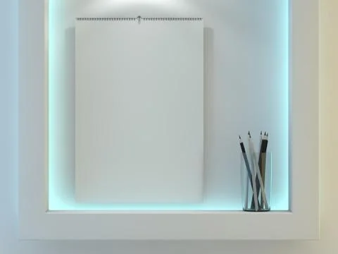 Blank design calendar template with open cover with soft shadows. 3D renderin Stock Illustration