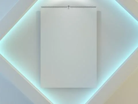 Blank design calendar template with open cover with soft shadows. 3D renderin Stock Illustration