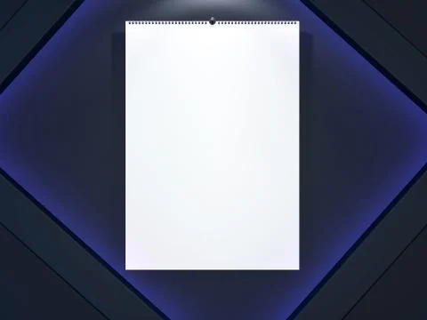 Blank design calendar template with open cover with soft shadows. 3D renderin Stock Illustration