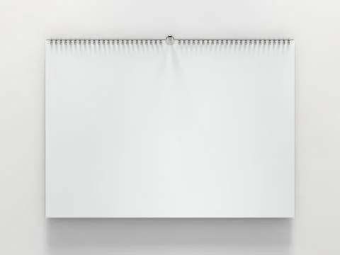 Blank design horizontal calendar template with soft shadows. 3D rendering Stock Illustration