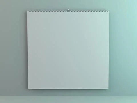 Blank design square calendar template with soft shadows. 3D Stock Illustration