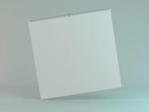 Blank design square calendar template with soft shadows. 3D Stock Illustration