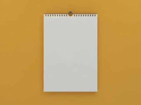 Blank design vertical calendar template with soft shadows. 3D Stock Illustration