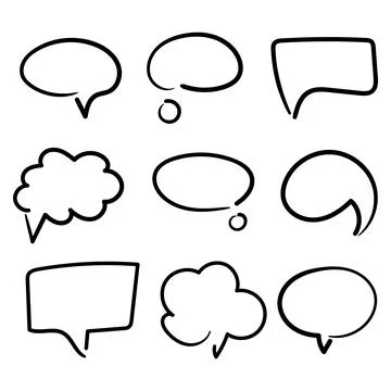 Blank dialog balloon for speech or conversation. Comic style hand drawn vector Stock Illustration
