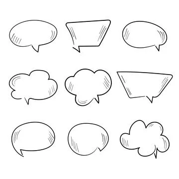 Blank dialog balloon for speech or conversation. Comic style hand drawn vector Stock Illustration