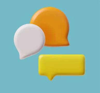 Blank dialogue bubbles in 3D vector on isolated background. Stock Illustration