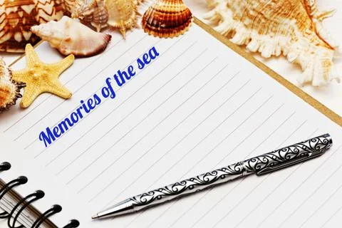 Blank diary with sea shells Stock Photos