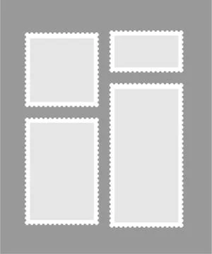 Blank different proportion postmark set on gray background. Vector illustration. Stock Illustration