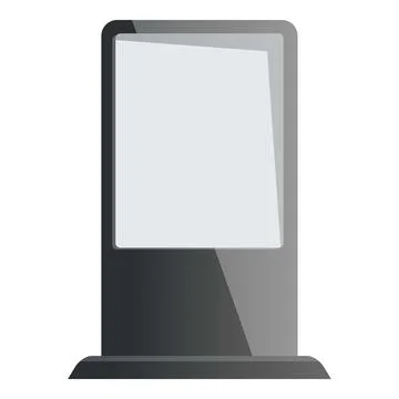 Blank digital signage kiosk with empty white screen displaying Stock Illustration