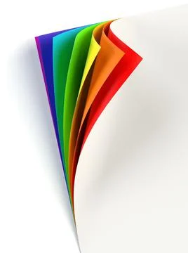 Blank document with rainbow colored curled corner Stock Illustration