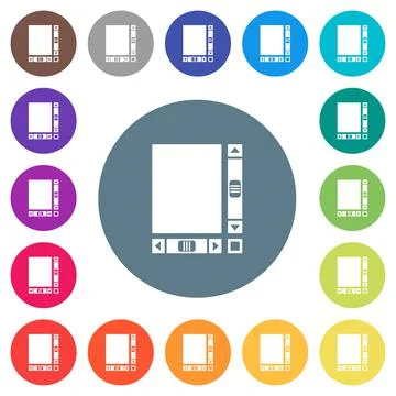 Blank document with scroll bars flat white icons on round color backgrounds Illustrazione stock