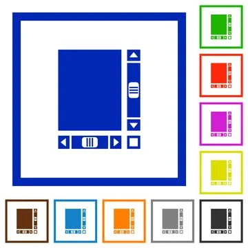Blank document with scroll bars flat framed icons Stockillustratie