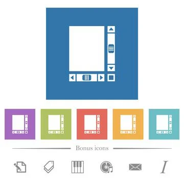 Blank document with scroll bars flat white icons in square backgrounds Stockillustratie