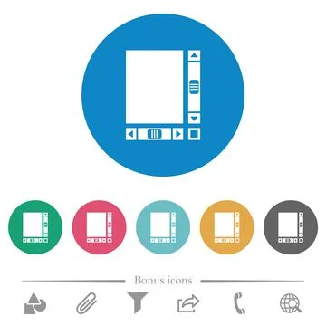 Blank document with scroll bars flat round icons Illustrazione stock