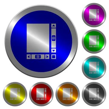 Blank document with scroll bars luminous coin-like round color buttons Illustrazione stock