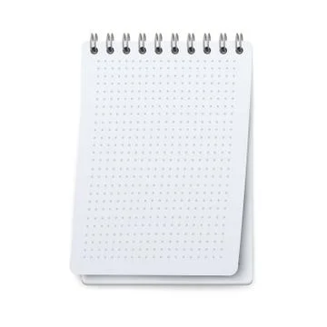 Blank dotted notepad page, realistic mockup of empty note book sheet with dot Stock Illustration
