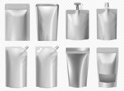Blank doypack package mockup set. Stock Illustration
