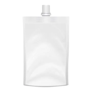 Blank Doypack Vector. Realistic White Doy-pack Food Or Drink Flexible Pouch Bag Stock Illustration