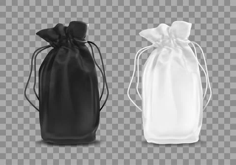 Blank drawstring polyester tote bag. Vector realistic illustration Stock Illustration