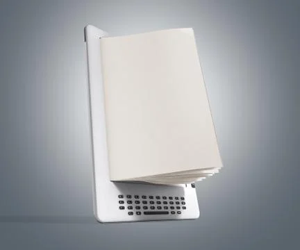 Blank E-book reader 3d render image on gray gradient Stock Illustration