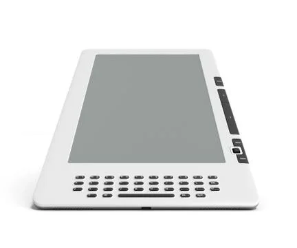 Blank E-book reader 3d render image on white Stock Illustration