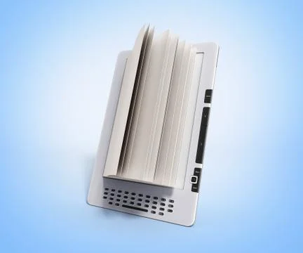 Blank E-book reader 3d render illustration on glue gradient Stock Illustration