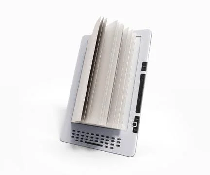 Blank E-book reader 3d render illustration on gradient Stock Illustration