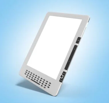 Blank E-book reader 3d render image on on blue gradient Stock Illustration