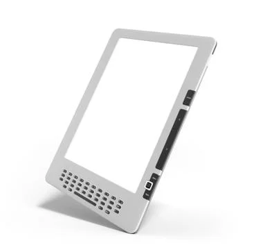 Blank E-book reader 3d render image on white 스톡 일러스트