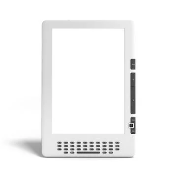 Blank E-book reader 3d render image on white Stock Illustration
