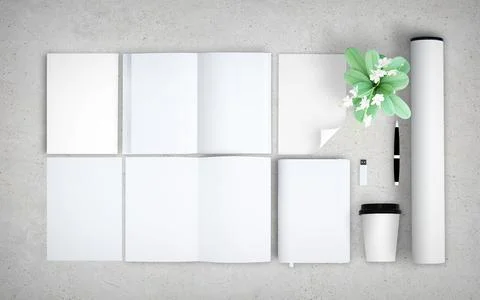 Blank elements mockup top view Stock Illustration