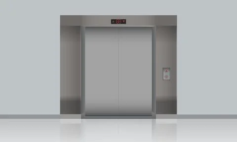 Blank Elevator mockup with closed doors, blank mockup. Realistic high detailed Stock Illustration