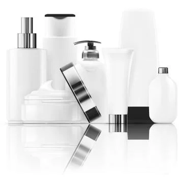 Blank Empty And Clean White Plastic Cosmetic Package Set Stock Illustration