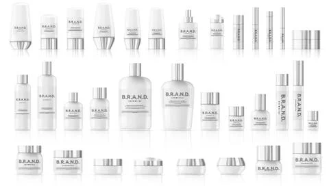 Blank Empty And Clean White Plastic Cosmetic Package With Labels Set Stockillustratie