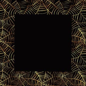 Blank empty background frame featuring a web for Halloween Stock Illustration