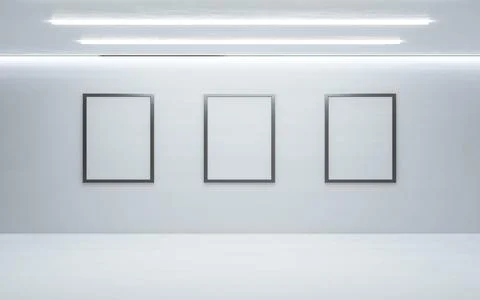 Blank empty big ad posters in subway hall tunnel 3d render illustration Stock Illustration