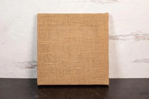 Blank empty brown burlap square canvas Stock Photos