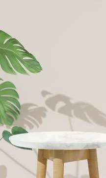 Blank empty marble table top for products mock up in minimal room. wall Stock Illustration