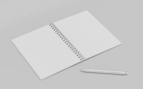 Blank empty memo notepad and a silver pen, isolated on white with natural Stock Illustration