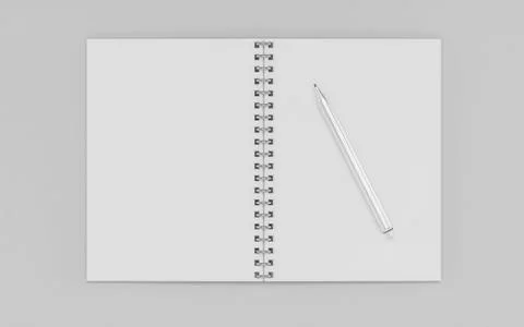 Blank empty memo notepad and a silver pen, isolated on white with natural Stock Illustration