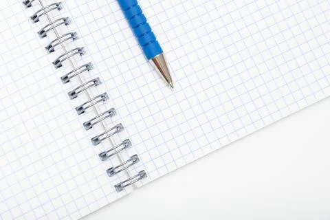 Blank empty open spiral notebook with a pen on it, study, education and planning Stock Photos