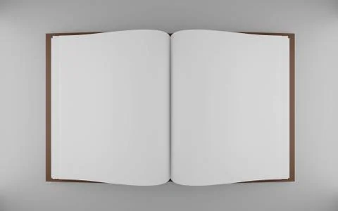 Blank empty opened book isolated on grey 3d render illustration Stock Illustration